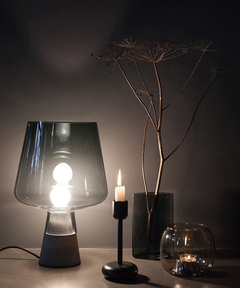 Smokey Glass Table Lamp - Aleo Decor