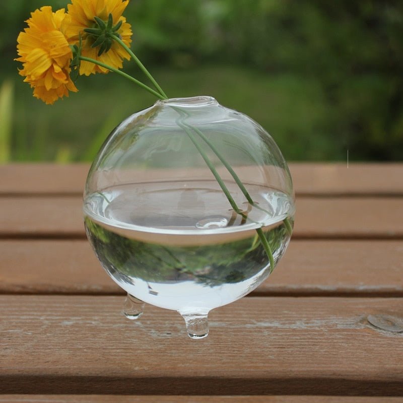 Clear Glass Ball Vase - Aleo Decor