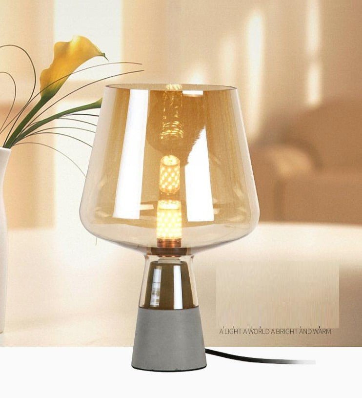Smokey Glass Table Lamp - Aleo Decor